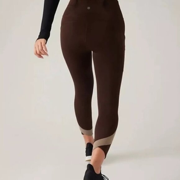 Athleta Ultimate Stash Craft Toasted Brown Colorblock 7/8 Tight Leggings Size XS - Picture 3 of 14